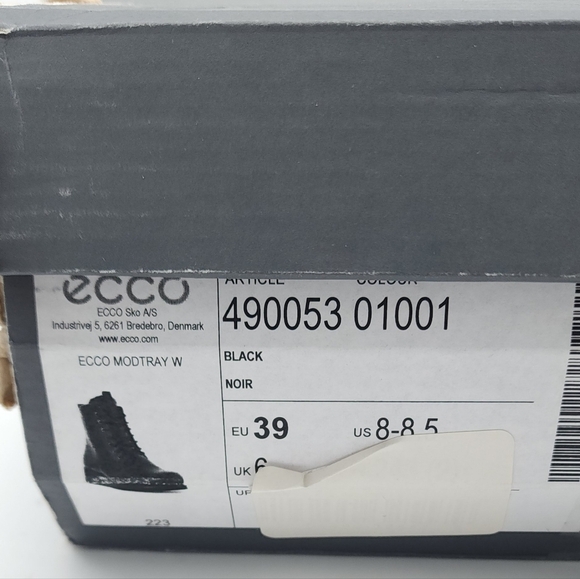 ECCO Modtray Women's Insulated Black Lace Up Ankle Boots Size 8-8.5 EU 39 - Picture 14 of 14